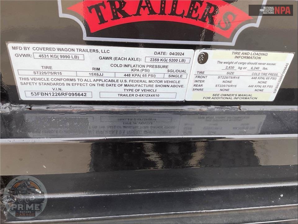 2024 Covered Wagon Trailers, Llc D-6X12X4X10 — фото 22