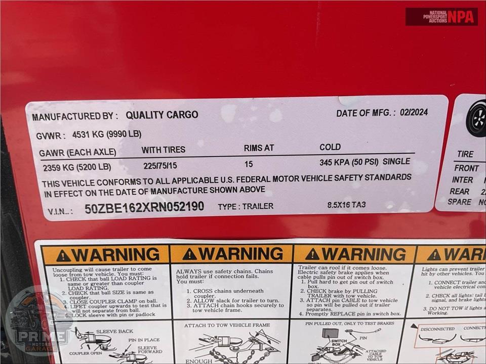 2024 Quality Cargo Trailer 8.5X18TA3 — фото 9
