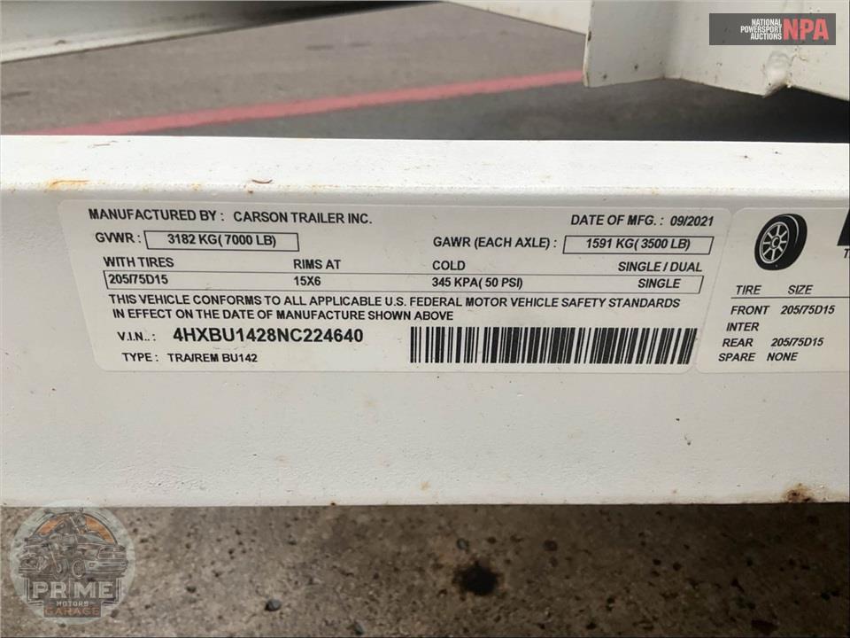 2022 Carson Trailers TRA/REM BU142 - 14X6.5 — фото 19