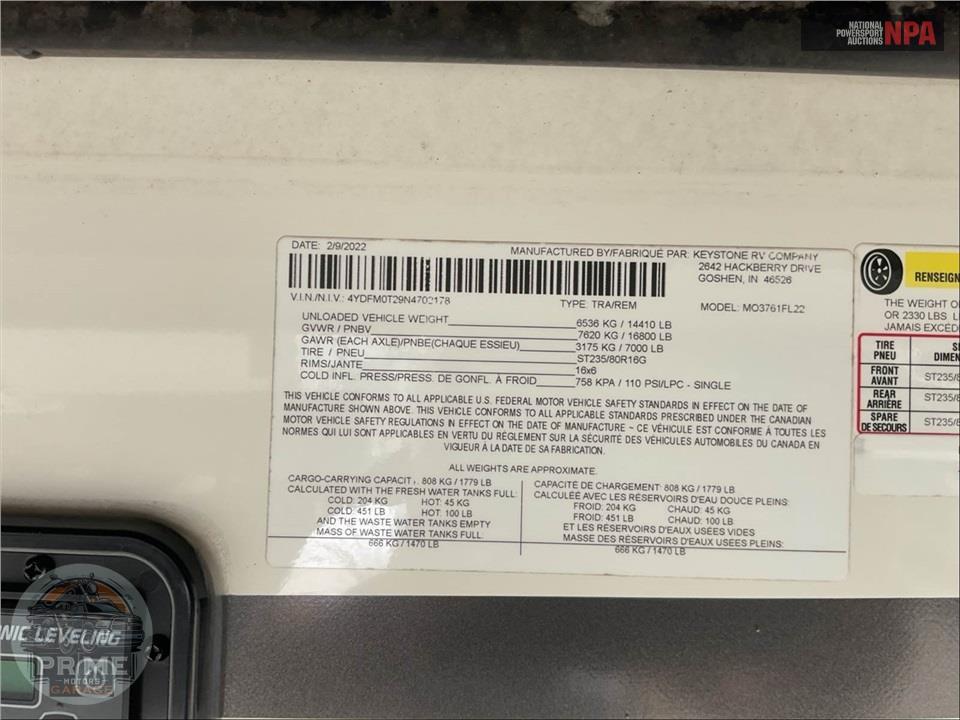 2022 Keystone Rv M-3761 FL - MONTANA FIFTH WHEEL SERIES — фото 47