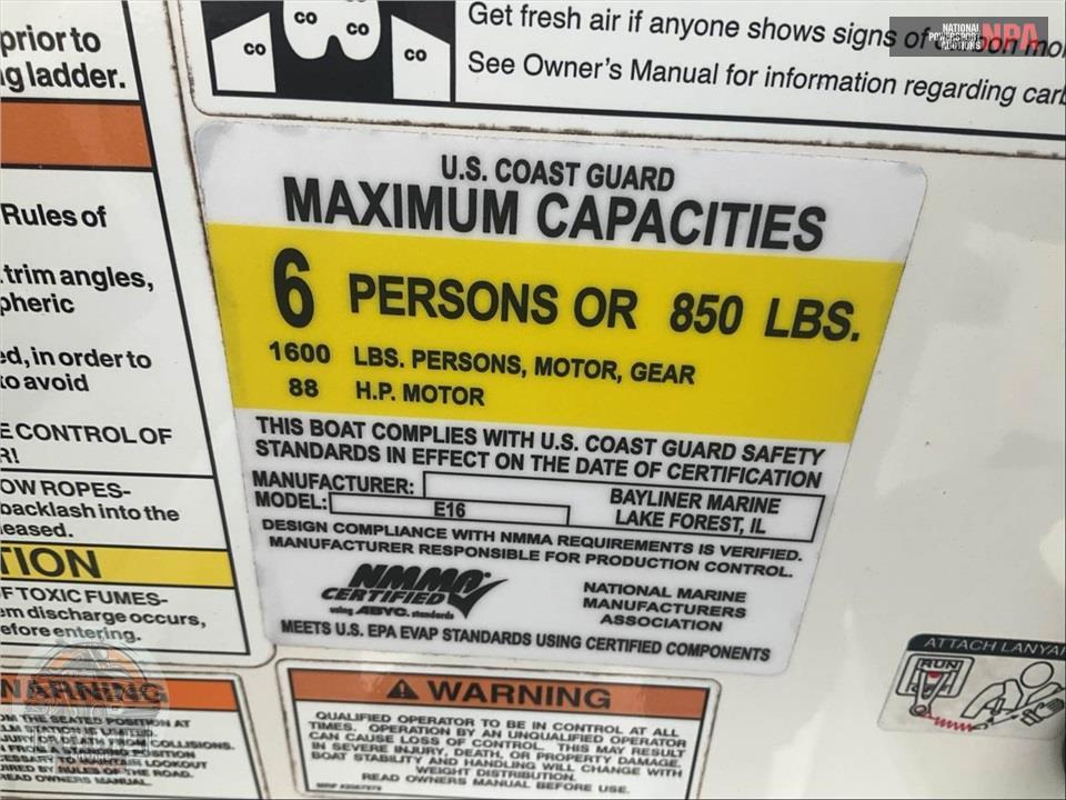 2019 Bayliner Marine ELEMENT E16(*) DECK BOAT SERIES L=16/E=1 60HP MERC OB — фото 6