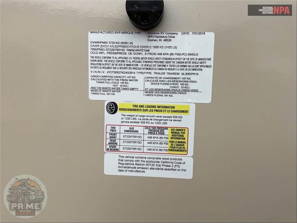 2019 Keystone Rv M-30 RIPR - BULLET PREMIER SERIES — фото 35