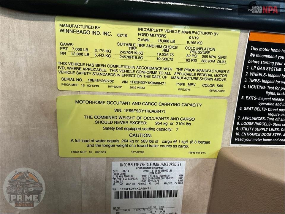 2019 Winnebago M-32YE FORD - VISTA SERIES — фото 72