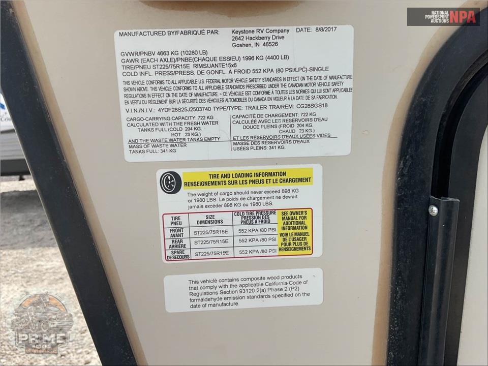 2018 Keystone Rv M-28 SGS - COUGAR FIFTH WHEEL SERIES — фото 49