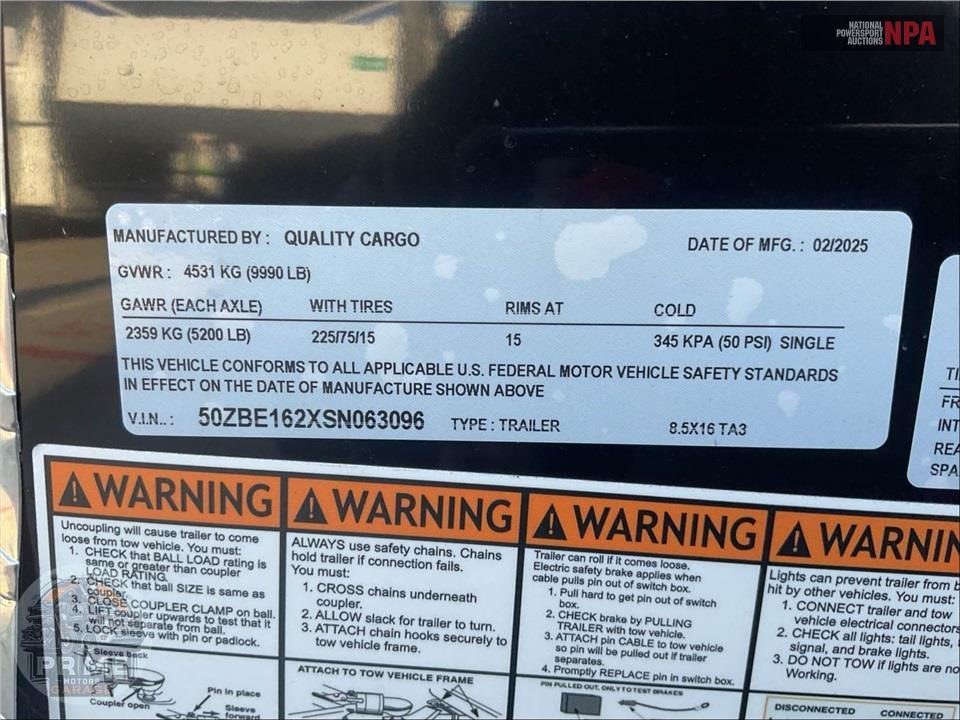 2025 Quality Cargo Trailer 8.5X16 TA3 — фото 27
