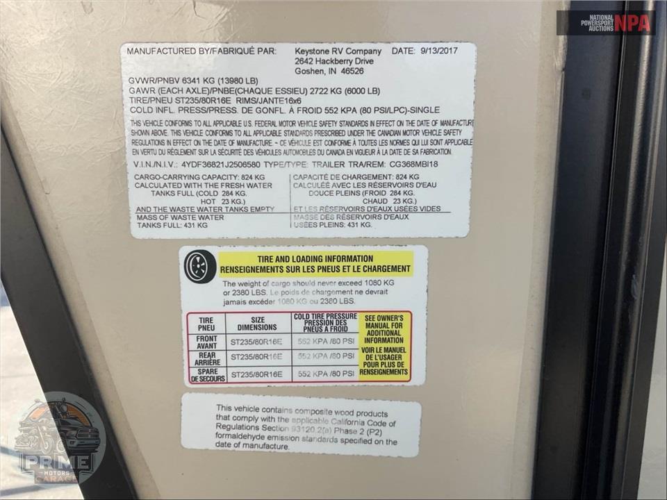 2018 Keystone Rv M-368 MBI - COUGAR FIFTH WHEEL SERIES — фото 66