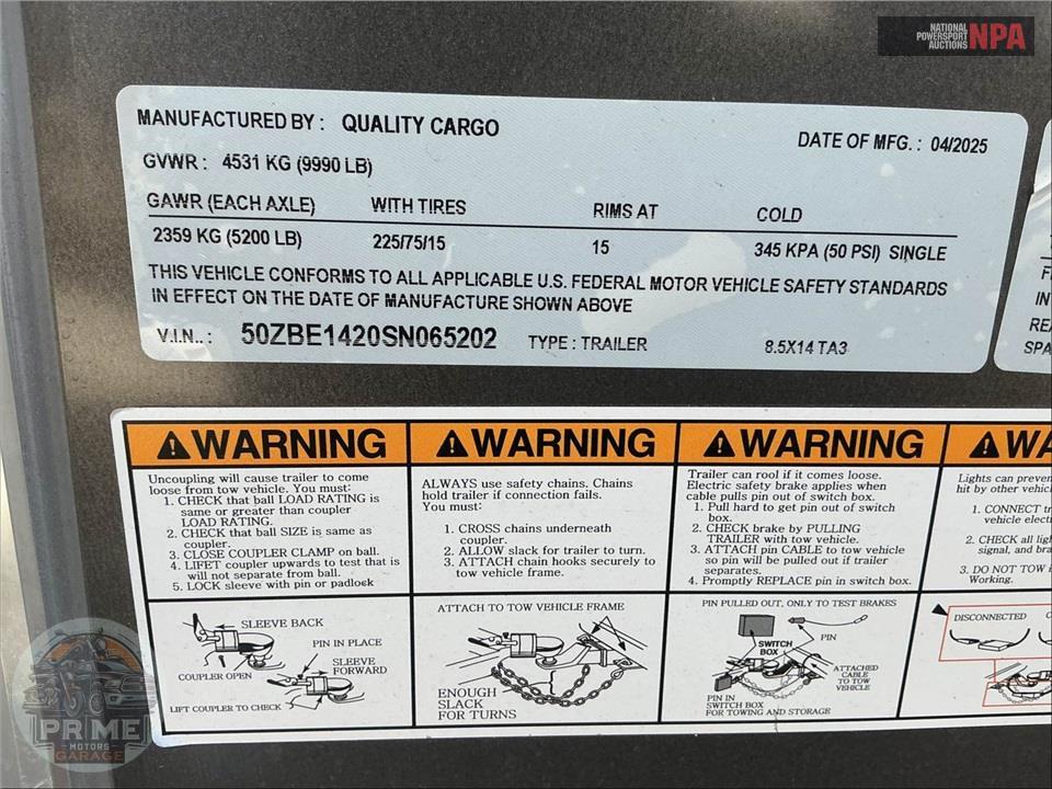 2025 Quality Cargo Trailer 8.5X14TA3 — фото 20