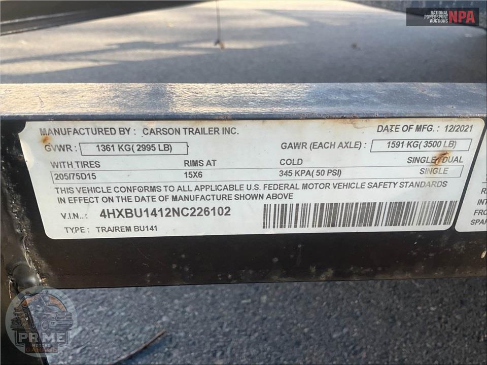 2022 Carson Trailers TRA/REM BU141 -14X72" — фото 21