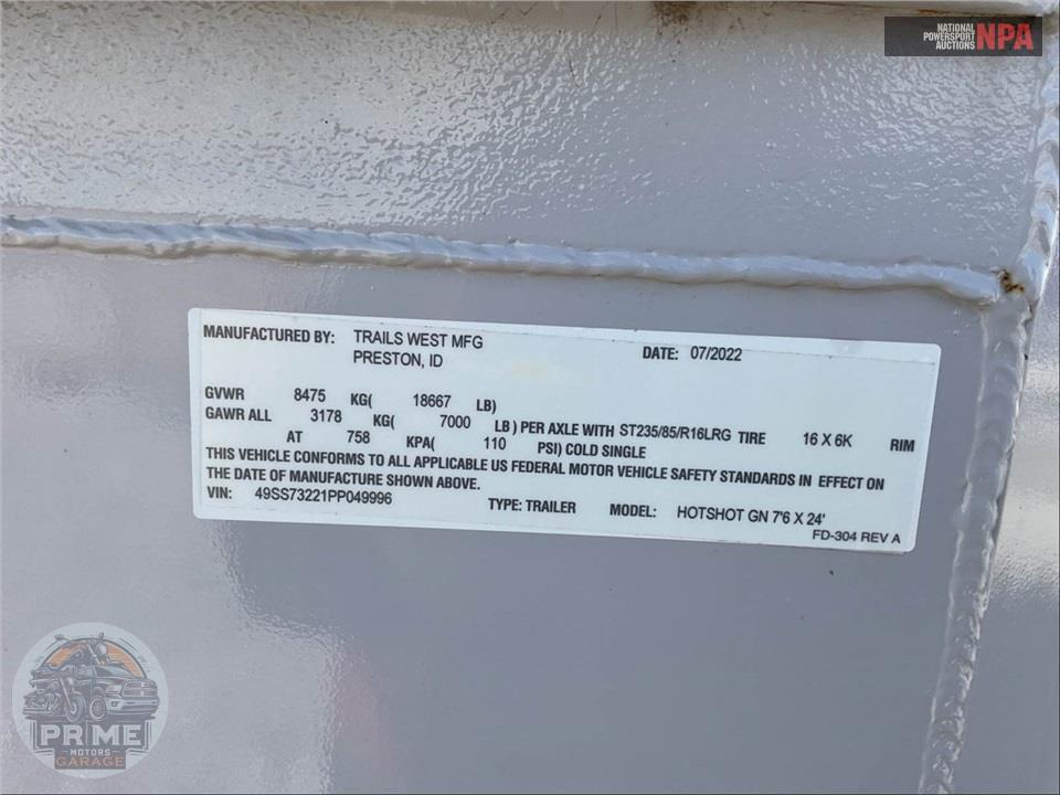 2023 Trails West Trailers HOTSHOT GN 76X24 — фото 15
