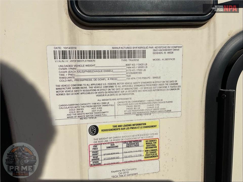 2020 Keystone Rv M-3801 FK - ALPINE FIFTH WHEEL SERIES — фото 44