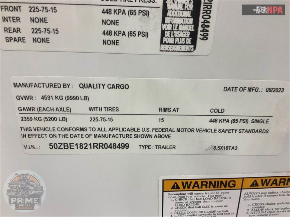 2024 Quality Cargo Trailer 8.5X18TA3 — фото 20