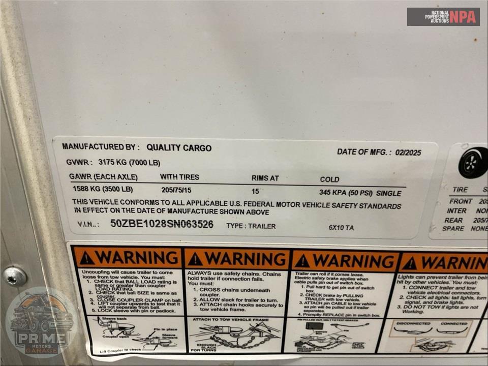 2025 Quality Cargo Trailer 6X10 TA — фото 18