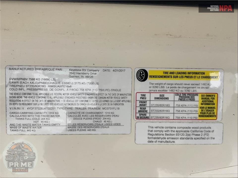 2018 Keystone Rv M-3731 FL MONTANA FIFTH WHEEL SERIES — фото 94