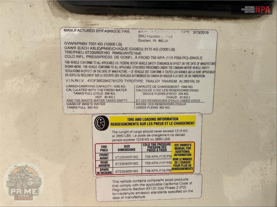 2019 Keystone Rv M-3651 RL - ALPINE FIFTH WHEEL SERIES — фото 41