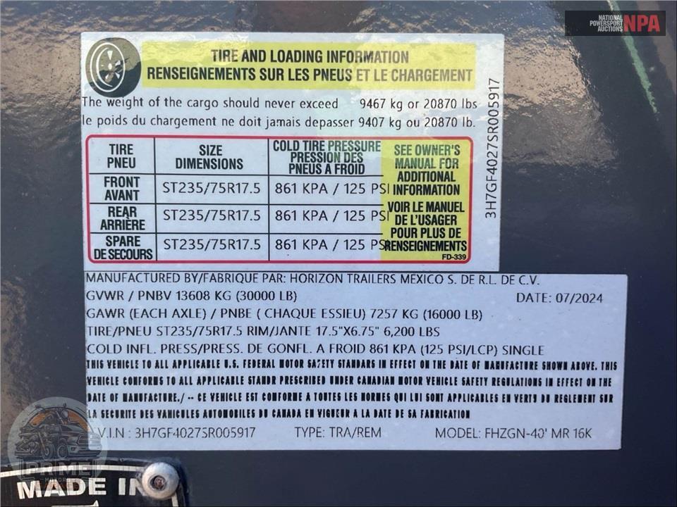 2025 Horizon Trailers FHZGN - 40 MR 16K — фото 28