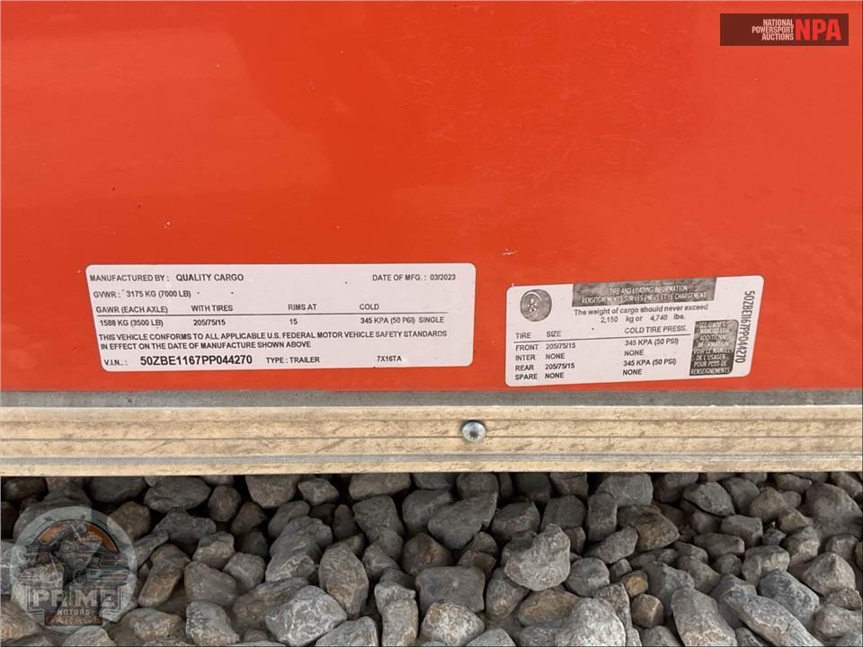 2023 Quality Cargo Trailer 7X16 TA3 — фото 24