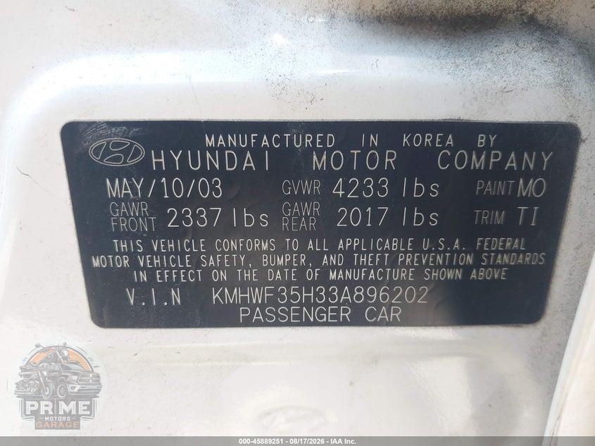 2003 HYUNDAI SONATA GLS/LX — фото 9