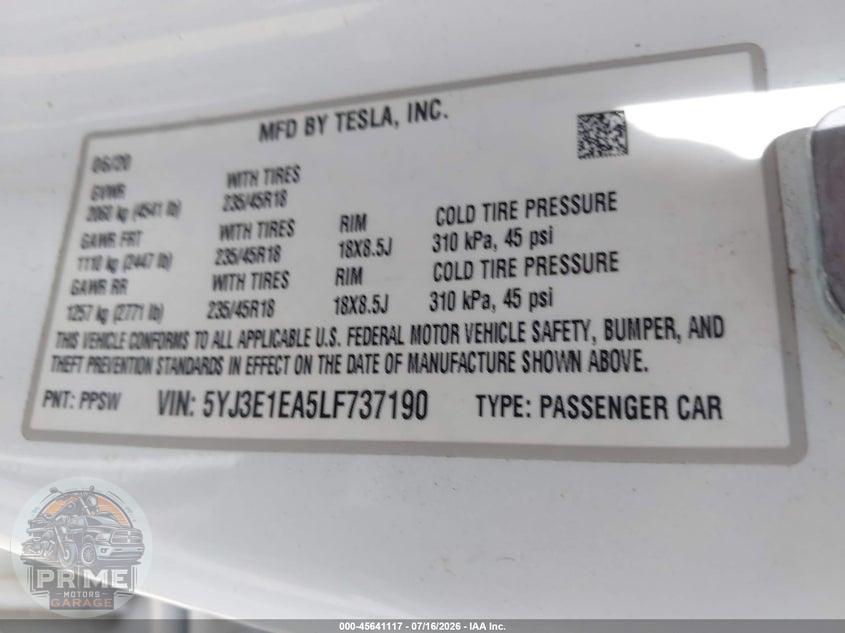 2020 TESLA MODEL 3 STANDARD RANGE PLUS REAR-WHEEL DRIVE/STANDARD RANGE REAR-WHEEL DRIVE — фото 9