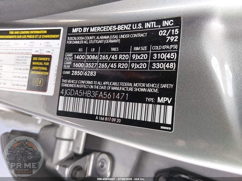 2015 MERCEDES-BENZ ML 350 4MATIC — фото 9