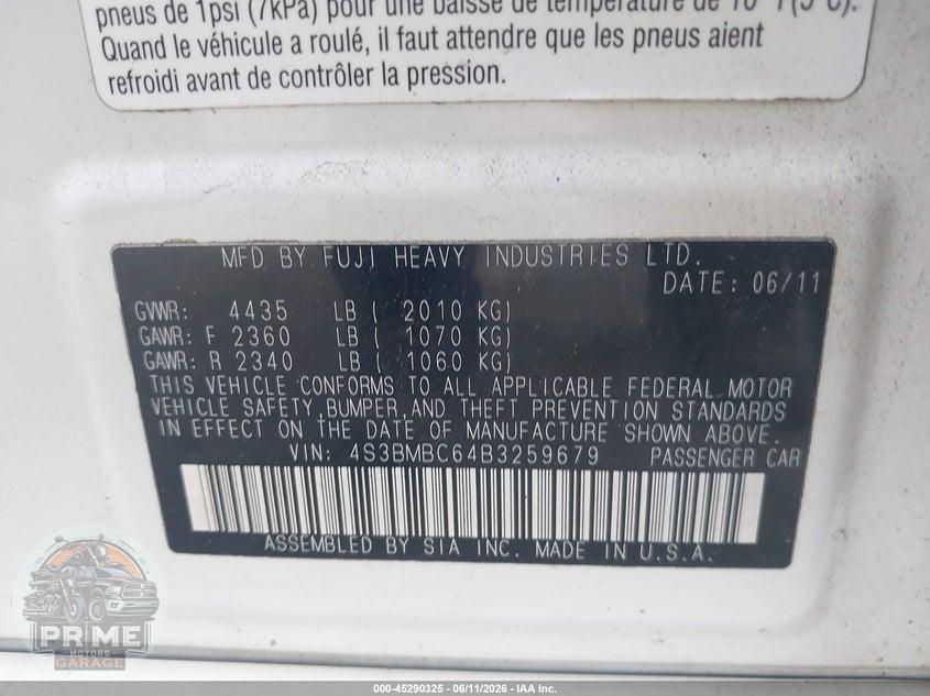 2011 SUBARU LEGACY 2.5I PREMIUM — фото 9