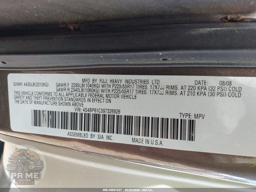 2009 SUBARU OUTBACK 2.5I — фото 9