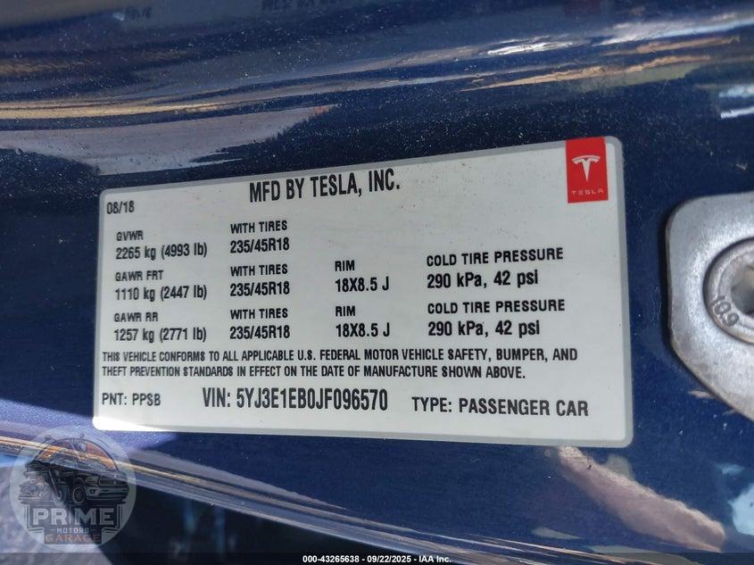 2018 TESLA MODEL 3 LONG RANGE/PERFORMANCE — фото 9