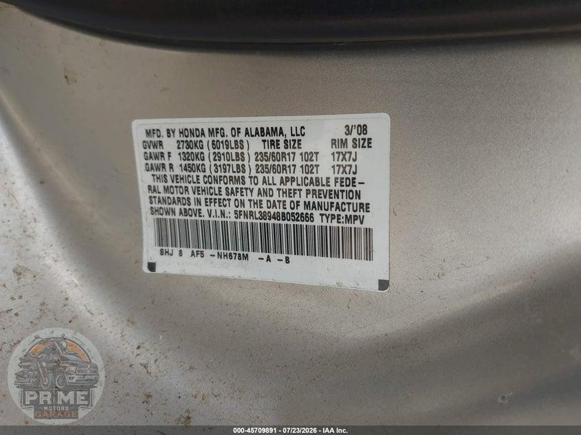 2008 HONDA ODYSSEY TOURING — фото 9