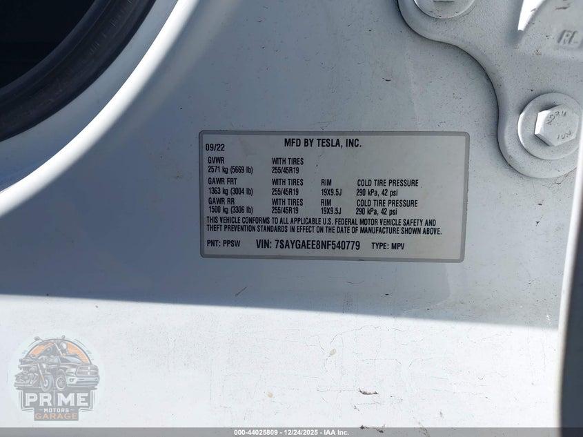 2022 TESLA MODEL Y LONG RANGE DUAL MOTOR ALL-WHEEL DRIVE — фото 9