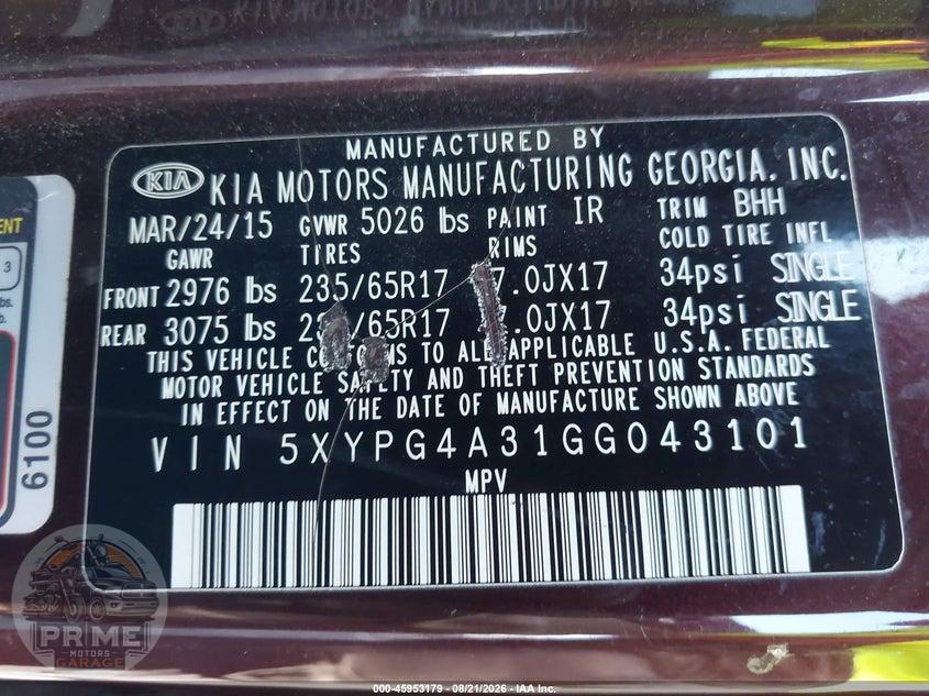 2016 KIA SORENTO 2.4L LX — фото 9