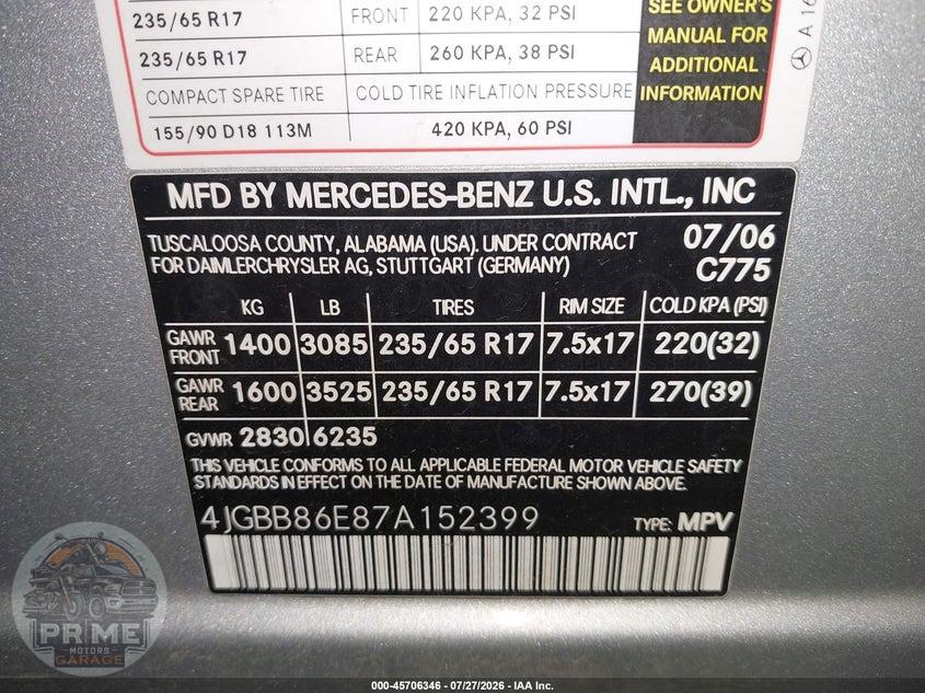 2007 MERCEDES-BENZ ML 350 4MATIC — фото 9