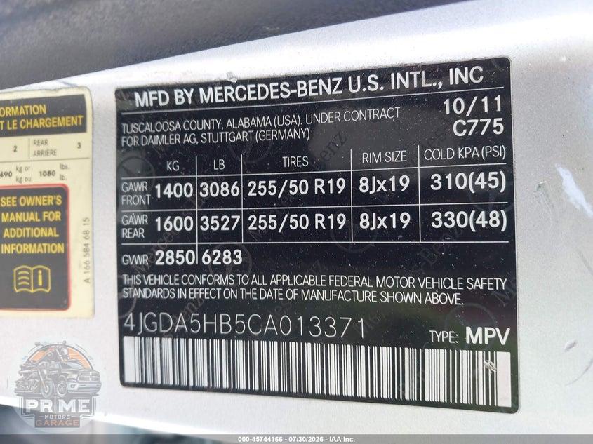 2012 MERCEDES-BENZ ML 350 4MATIC — фото 9
