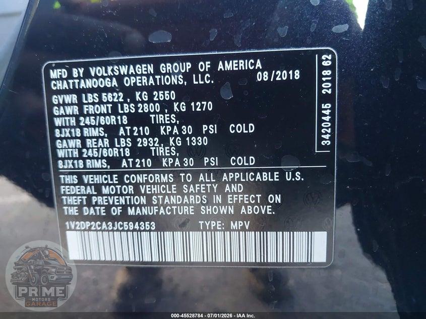 2018 VOLKSWAGEN ATLAS 2.0T SE/2.0T SE W/TECHNOLOGY — фото 9