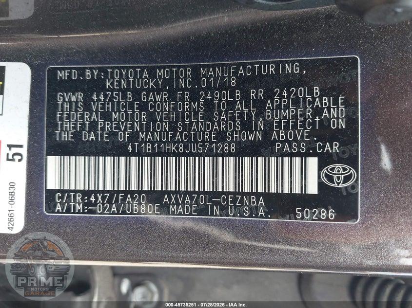 2018 TOYOTA CAMRY LE — фото 9