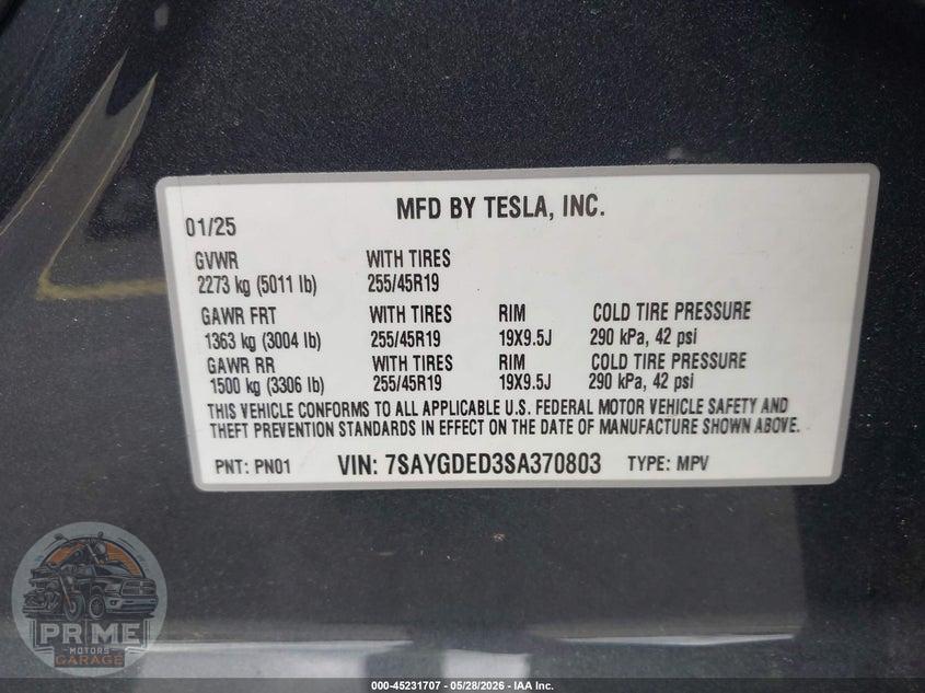 2025 TESLA MODEL Y LONG RANGE DUAL MOTOR REAR-WHEEL DRIVE — фото 9