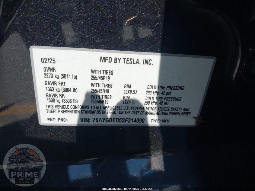 2025 TESLA MODEL Y LONG RANGE DUAL MOTOR REAR-WHEEL DRIVE — фото 9