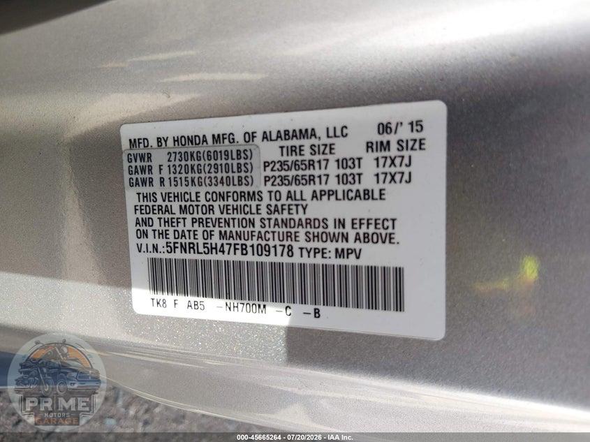 2015 HONDA ODYSSEY EX — фото 9
