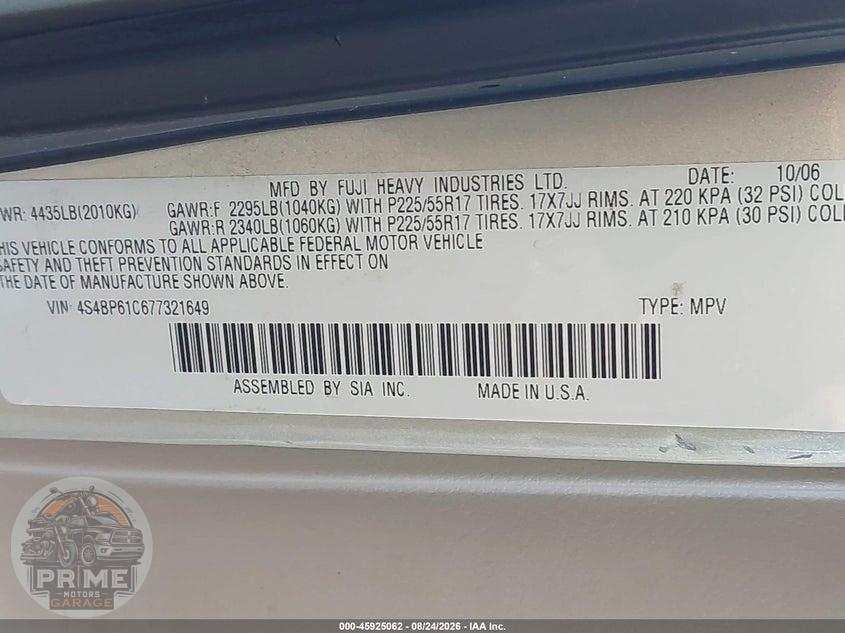 2007 SUBARU OUTBACK 2.5I — фото 9
