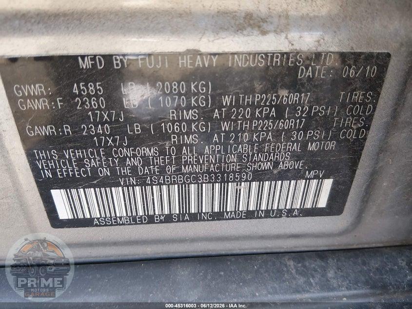 2011 SUBARU OUTBACK 2.5I PREMIUM — фото 9