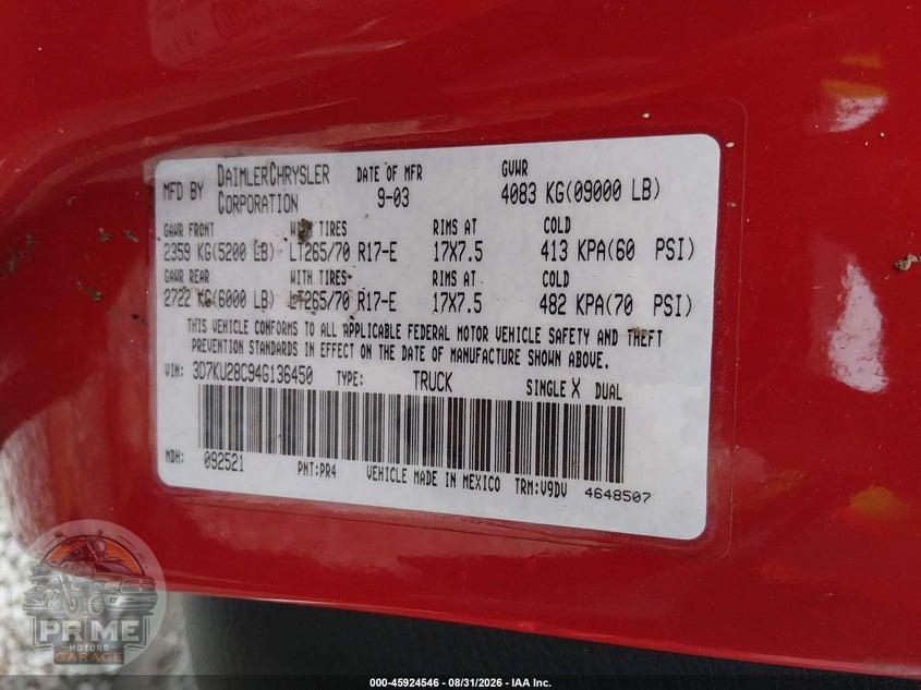 2004 DODGE RAM 2500 SLT/LARAMIE — фото 9