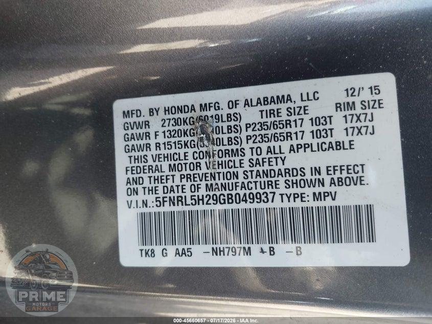 2016 HONDA ODYSSEY LX — фото 9