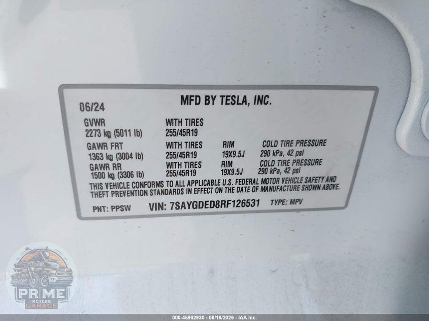 2024 TESLA MODEL Y LONG RANGE SINGLE MOTOR REAR-WHEEL DRIVE/RWD — фото 9