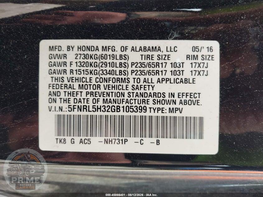 2016 HONDA ODYSSEY SE — фото 9