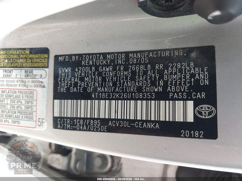 2006 TOYOTA CAMRY LE — фото 9