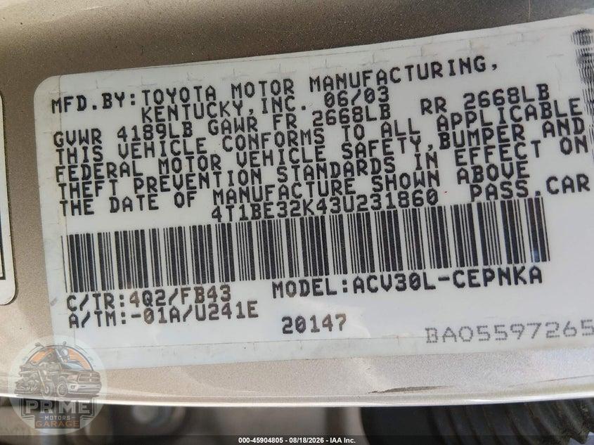 2003 TOYOTA CAMRY LE/XLE/SE — фото 9