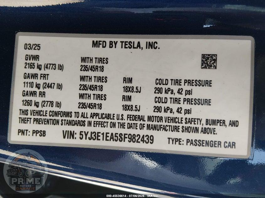 2025 TESLA MODEL 3 LONG RANGE REAR-WHEEL DRIVE/STANDARD REAR-WHEEL DRIVE — фото 9