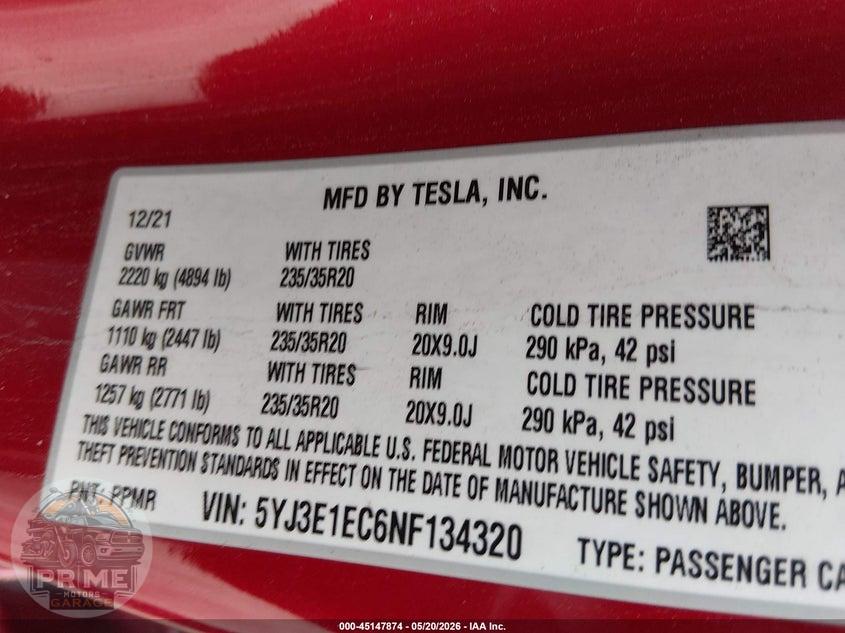 2022 TESLA MODEL 3 PERFORMANCE DUAL MOTOR ALL-WHEEL DRIVE — фото 9