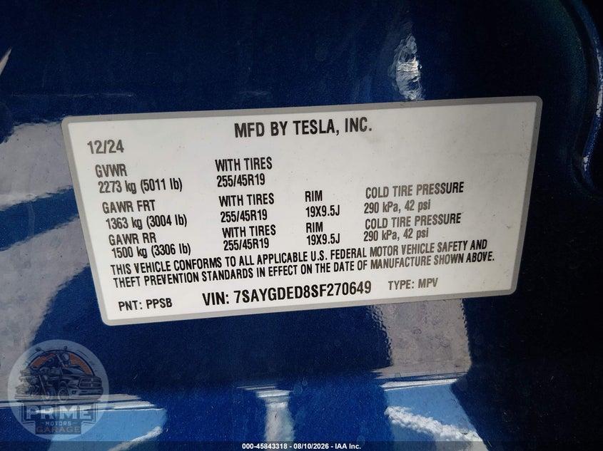 2025 TESLA MODEL Y LONG RANGE DUAL MOTOR REAR-WHEEL DRIVE — фото 9