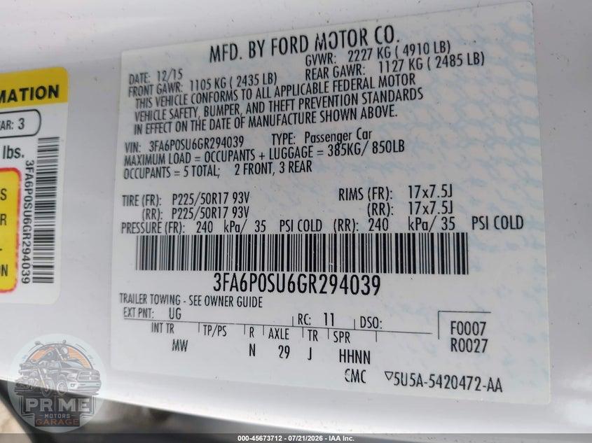 2016 FORD FUSION ENERGI TITANIUM — фото 9