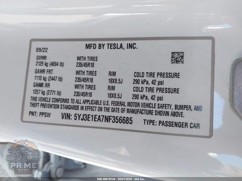 2022 TESLA MODEL 3 REAR-WHEEL DRIVE — фото 9