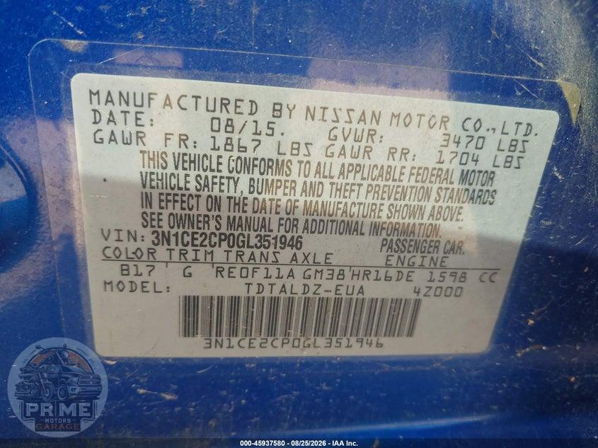 2016 NISSAN VERSA NOTE S (SR)/S PLUS/SL/SR/SV — фото 9
